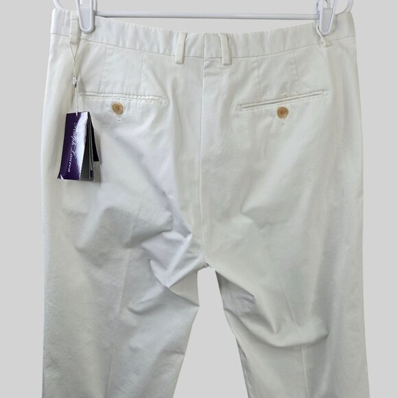Ralph Lauren Purple Lable Dress Pants Sz 34 White Minimalist Straight Leg Chino - Picture 6 of 13